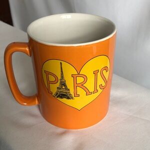 Vibrant Orange Paris Mug with Heart Design NWOT